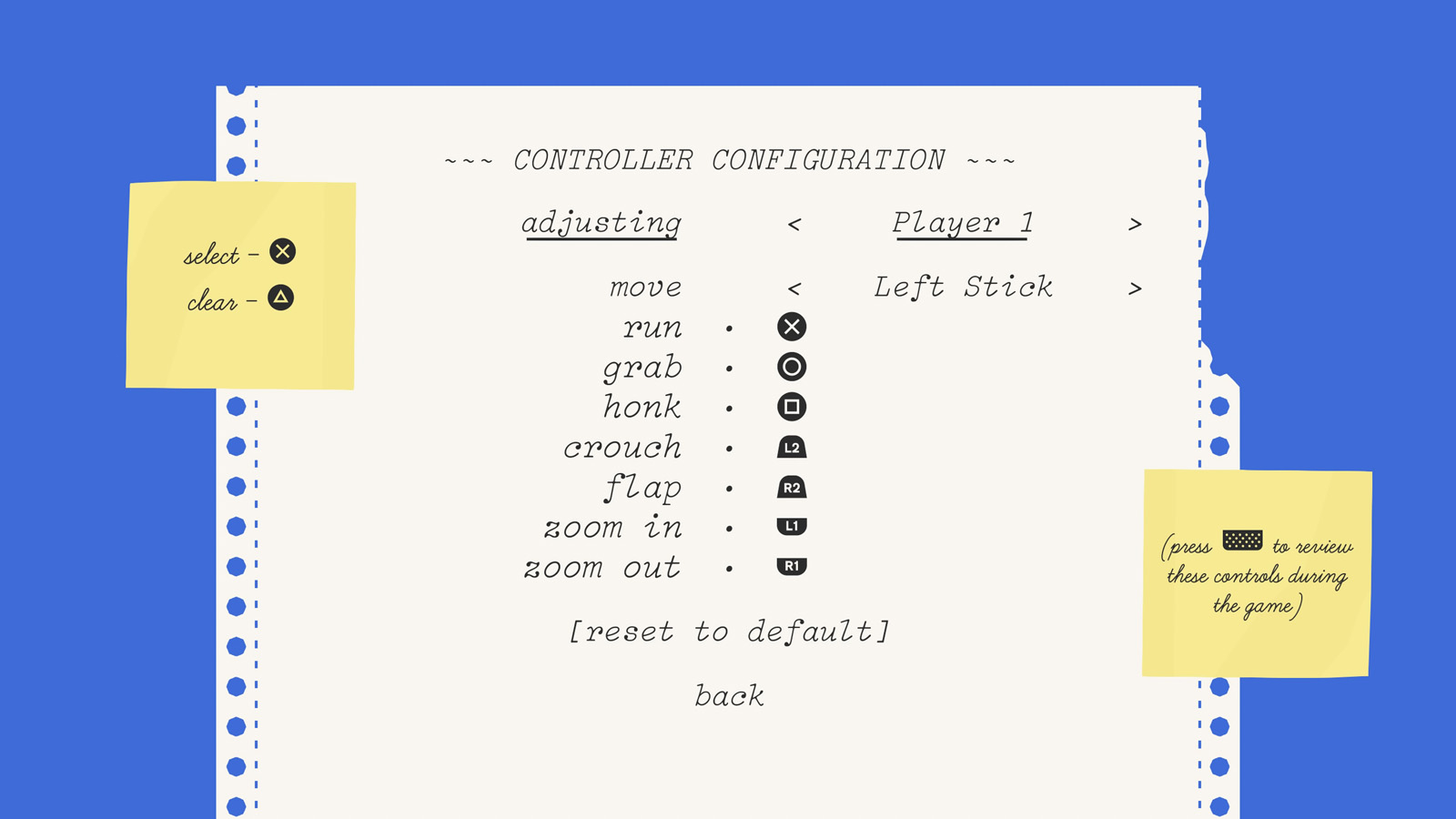 Untitled Goose Game PS Controls